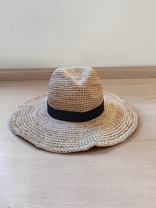 J Crew Wide-Brim Packable Straw Hat M/L